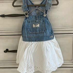 OshKosh 18M denim and white overall dress